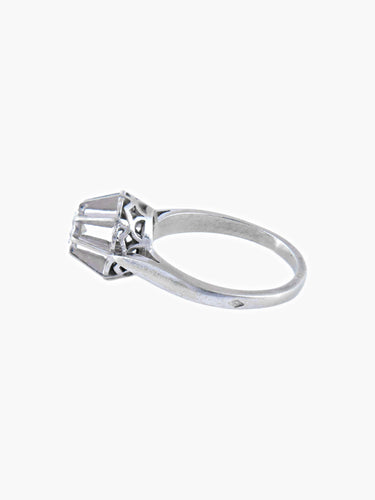 Bague 53 Solitaire Rétro Or Blanc Diamant 58 Facettes