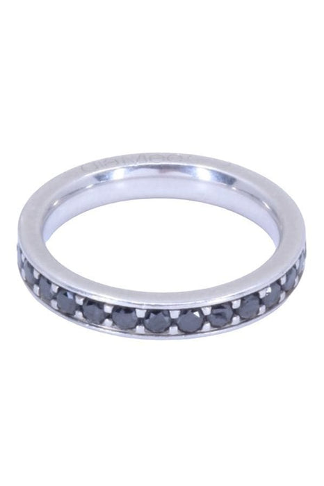 Bague 50 Alliance platine et diamants noirs 58 Facettes 089361