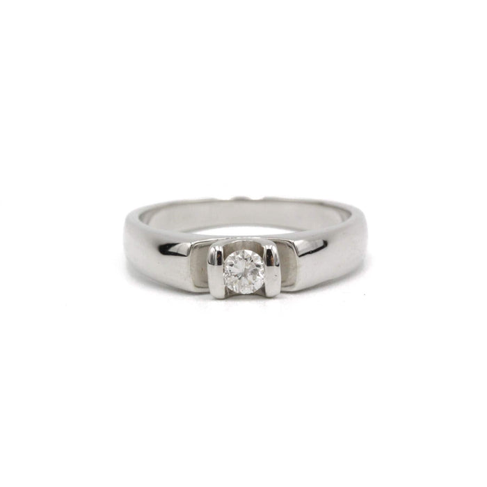 Bague 54 Solitaire or blanc diamant 58 Facettes 220499R