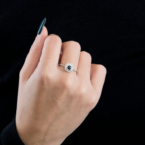 Bague 53 Solitaire topaze blue London et diamants 58 Facettes