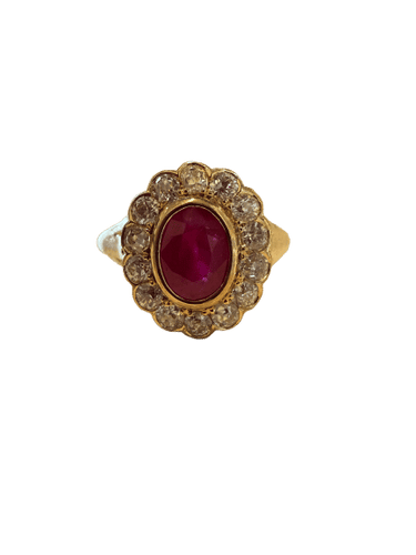 Bague 53 Vintage yellow gold ruby ring 58 Facettes