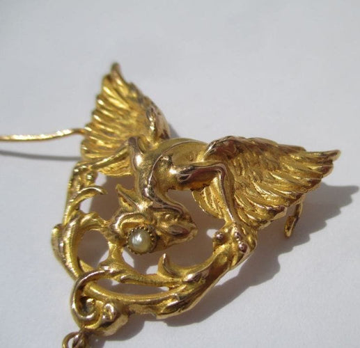 Pendentif Broche pendentif 1900 chimère or perle 58 Facettes
