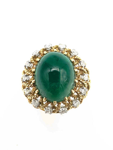 Bague 53 GÜBELIN. Bague vintage or. émeraude 10ct et diamants 58 Facettes