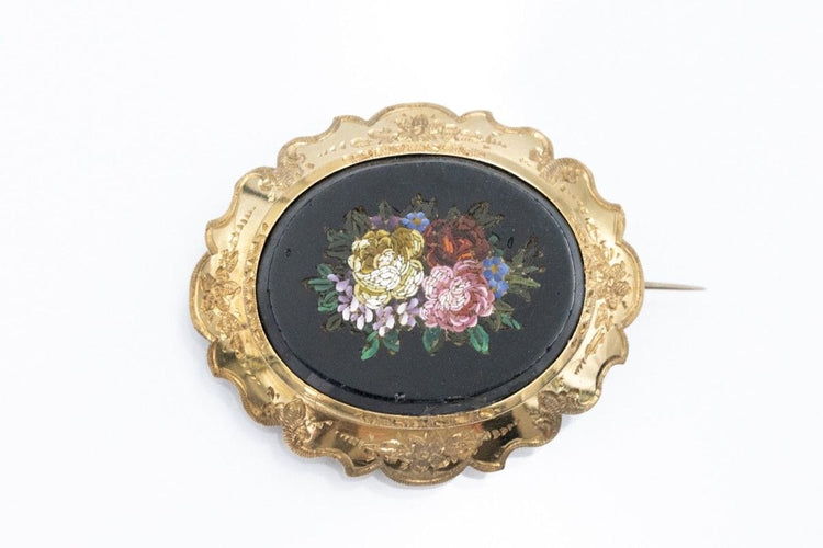 Broche Broche historique en or avec micromosaïque florale 58 Facettes 11224