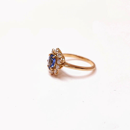 Bague 55 Bague marguerite saphir Ceylan et diamant 58 Facettes Bag.Marg.FA.36-S