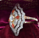 Bague 57 Bague Art Nouveau platine corail diamants 58 Facettes