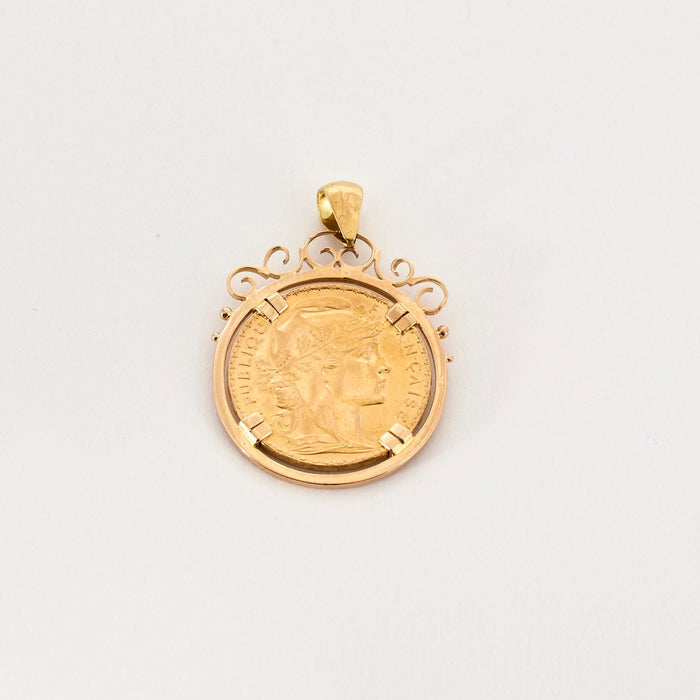 Pendentif pièce de 20 franc or jaune et rose