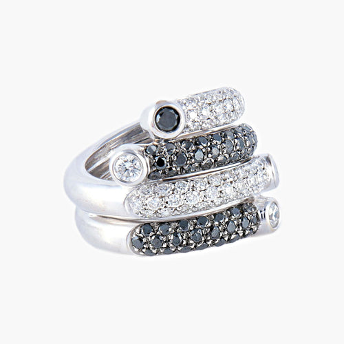 Bague 50 Bague Diamants noirs et blancs 58 Facettes AB591