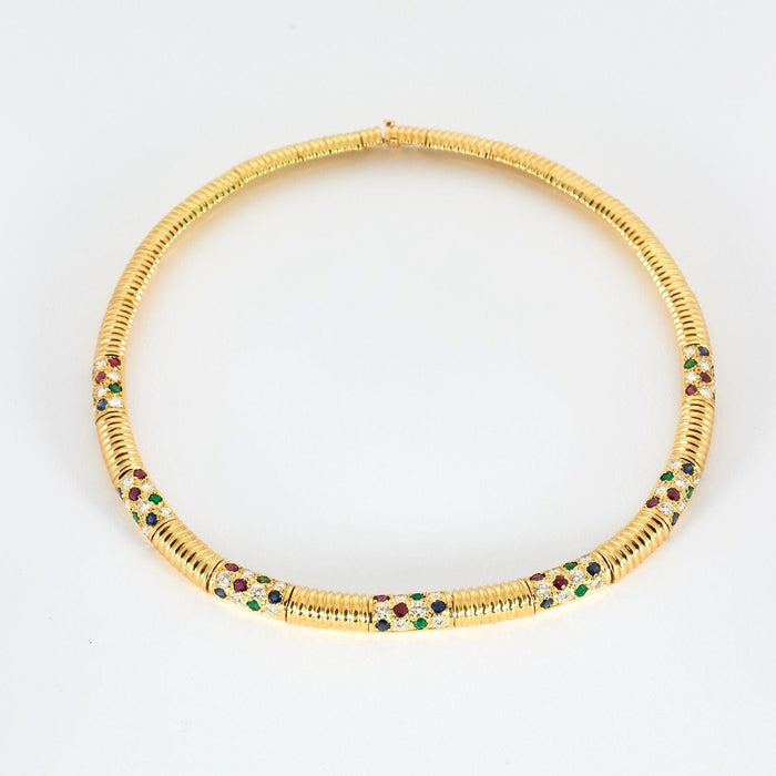 Collier Collier or jaune et pierrres précieuses 58 Facettes