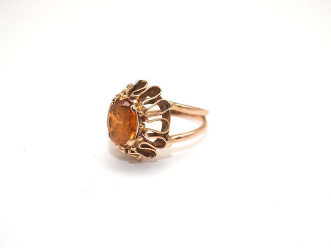 Bague cocktail or jaune 750 mil et citrine