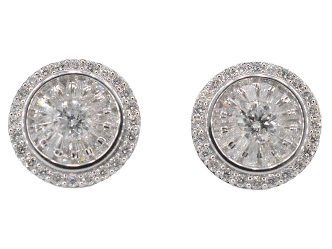 Boucles d'oreilles Ensemble de boucles d'oreilles entourage en or blanc 58 Facettes 2029