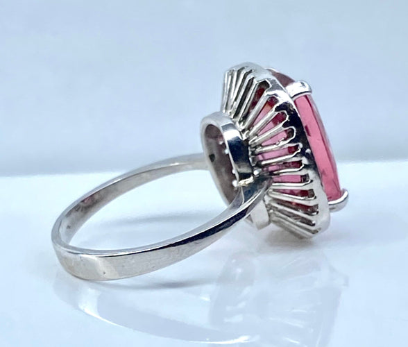 Bague 49 Bague en or blanc, tourmaline rose et diamants 58 Facettes AB613