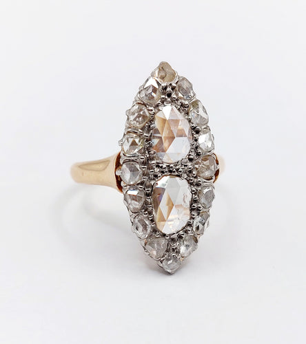Bague 50 Bague marquise antique or rose diamants taille rose (circa 1900) 58 Facettes A06286