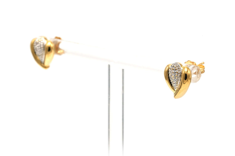 Boucles d'oreilles Boucles d'oreilles contemporaines en or jaune et blanc, diamants taille brillant (+-0.03ct) 58 Facettes 22889