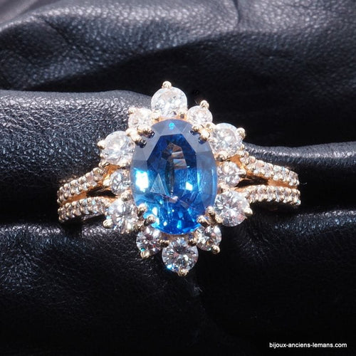 Bague 54 Bague or jaune saphir diamants 58 Facettes 4803