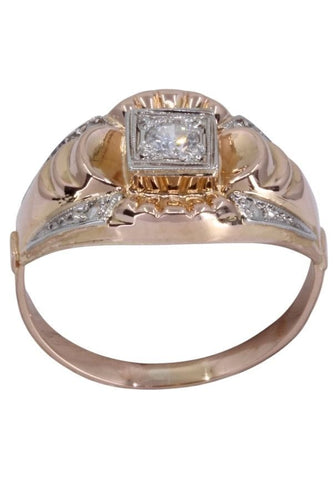 Bague 54 Solitaire diamant années 50 58 Facettes 093031