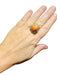 Bague 59 Bague 1940 or jaune cabochon corail et diamants taille ancienne 58 Facettes 7204 A