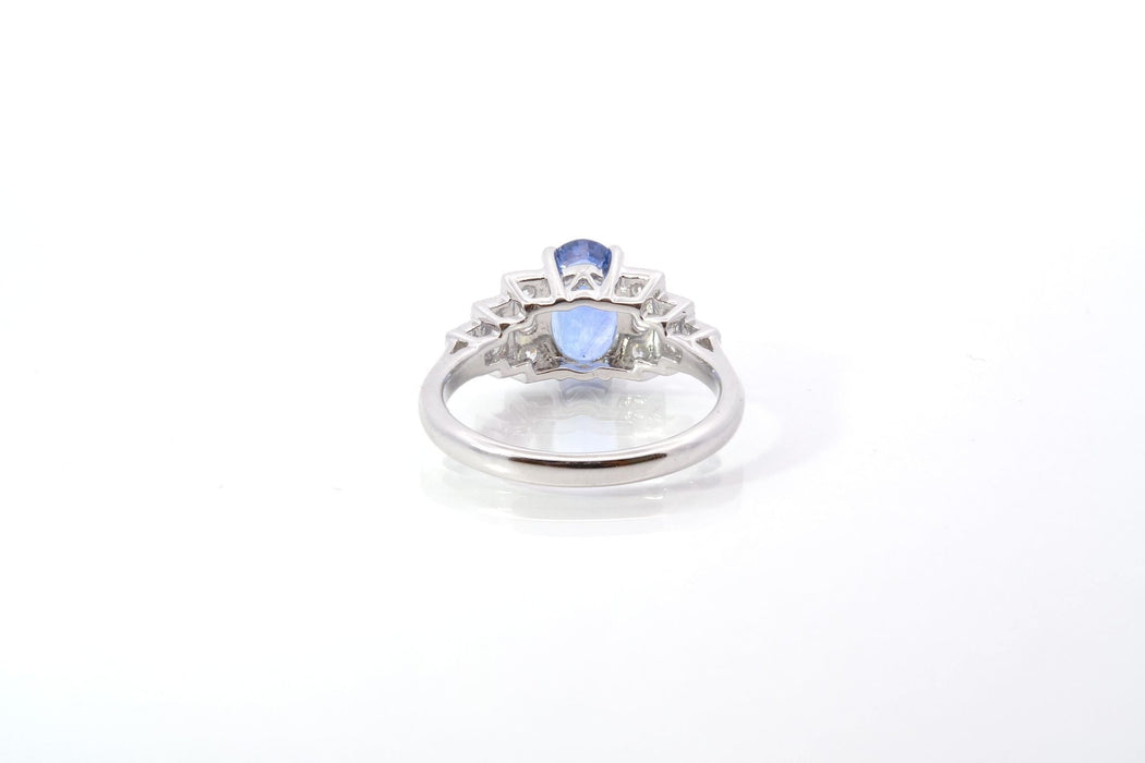 Bague 53 Bague saphir de Ceylan 2.10ct et diamants 58 Facettes 25921-26033