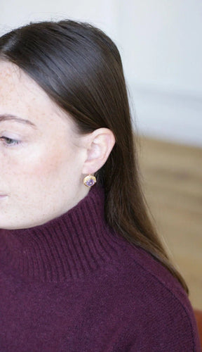 Boucles d'oreilles Boucles d'Oreilles Améthystes et Perles sur Or Jaune 58 Facettes