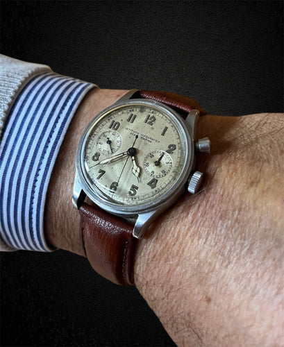 Montre Rare montre mono-poussoir Lemania 15 CHT - Institut hydrographique de la Royal Navy 58 Facettes