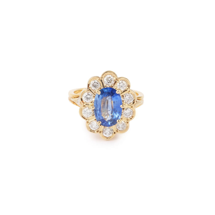 Bague Pompadour Saphir Diamants Or Jaune
