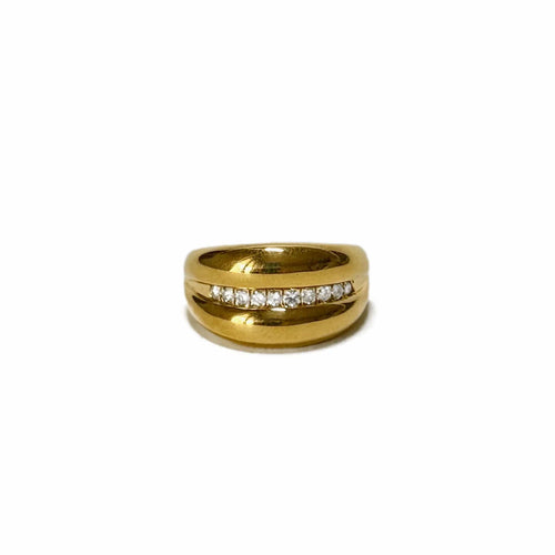 Bague 58 Bague double jonc bombée 58 Facettes REF24026-190