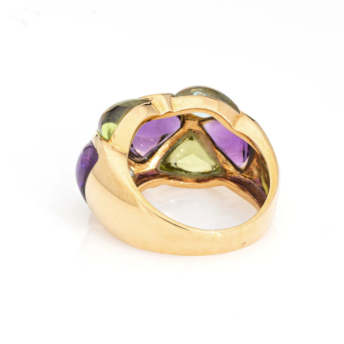 Bague 46 Amethyst and Peridot Ring Harlequin Band Estate Yellow Gold 58 Facettes G13159