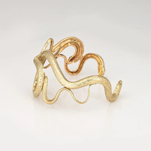Vintage 4 Snake Cuff Bracelet 18k Yellow Gold Serpent Jewelry Fine Estate 58 Facettes G13695