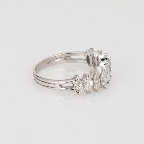 Bague marquise en platine avec diamant 1 ct, taille 5,75, bijou vintage anniversaire