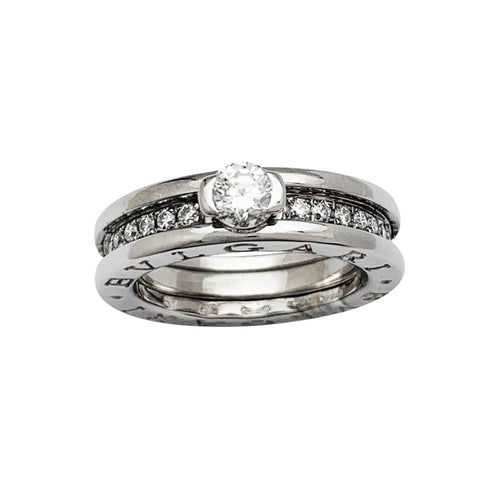 Bague Bulgari, "B.Zero1", or blanc et diamants.