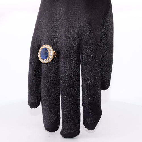 Bague 54 Bague ancienne en or jaune 18 carats avec saphir de 7,70 carats et diamants 58 Facettes AN504