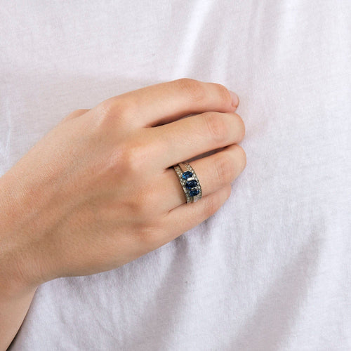 Bague Bague Or Blanc Saphirs Diamants 58 Facettes