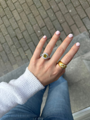 Yellow diamond ring 58 Facettes