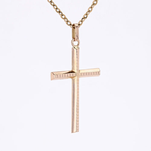 Collier Croix or rose vintage 58 Facettes CVP171