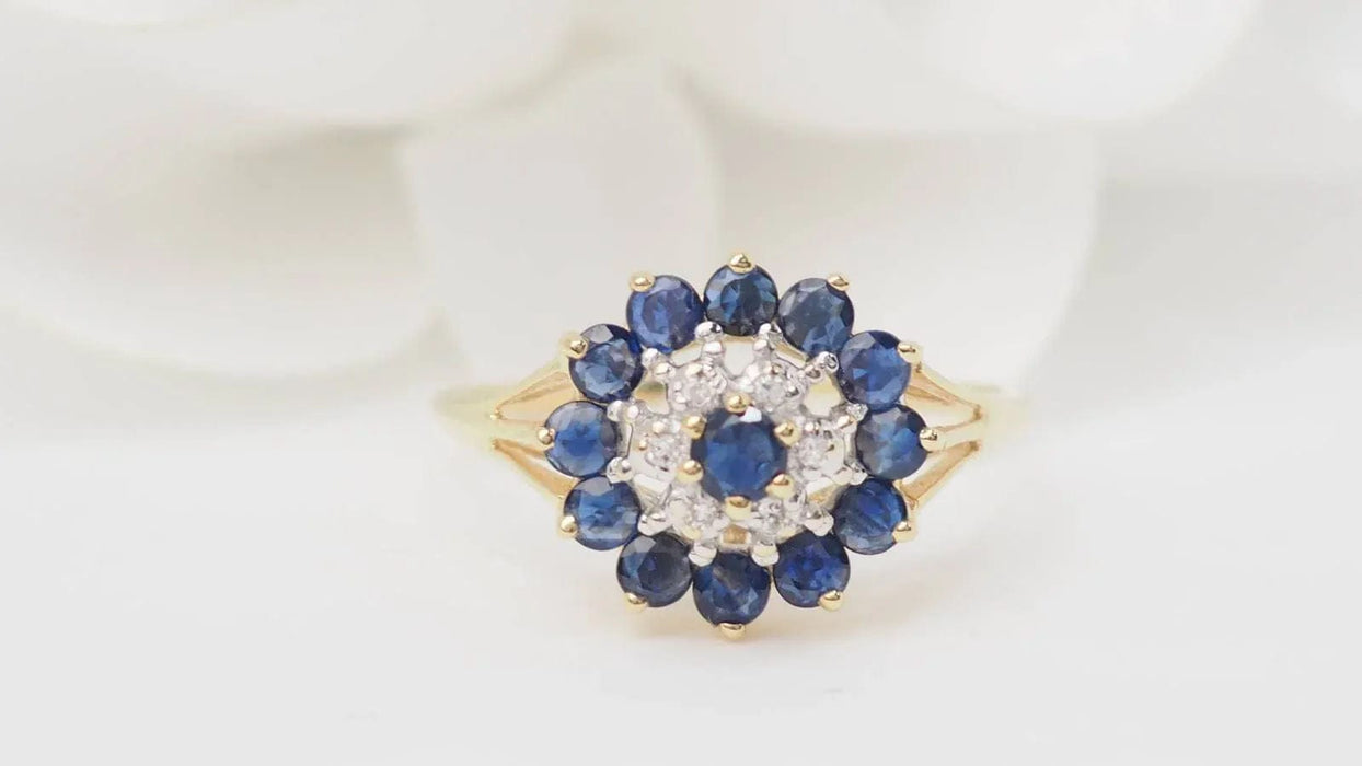 Bague marguerite saphirs et diamants