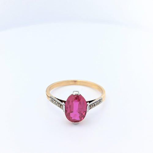 Bague Solitaire en or jaune diamants et rubis 58 Facettes 25165