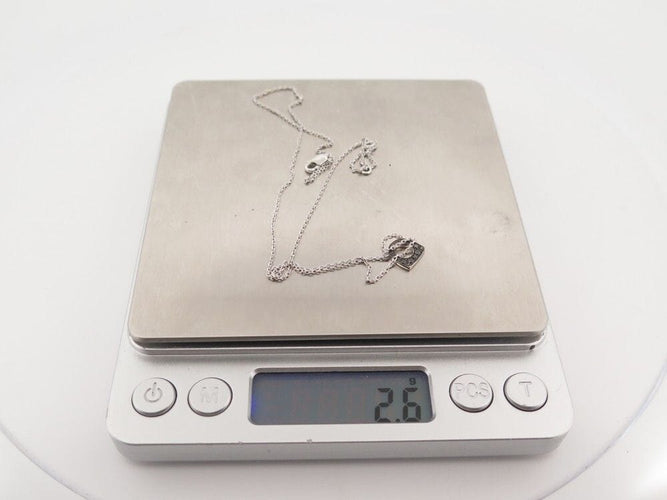 Collier collier FRED success mini etrier en or blanc & diamants noirs 58 Facettes 260186