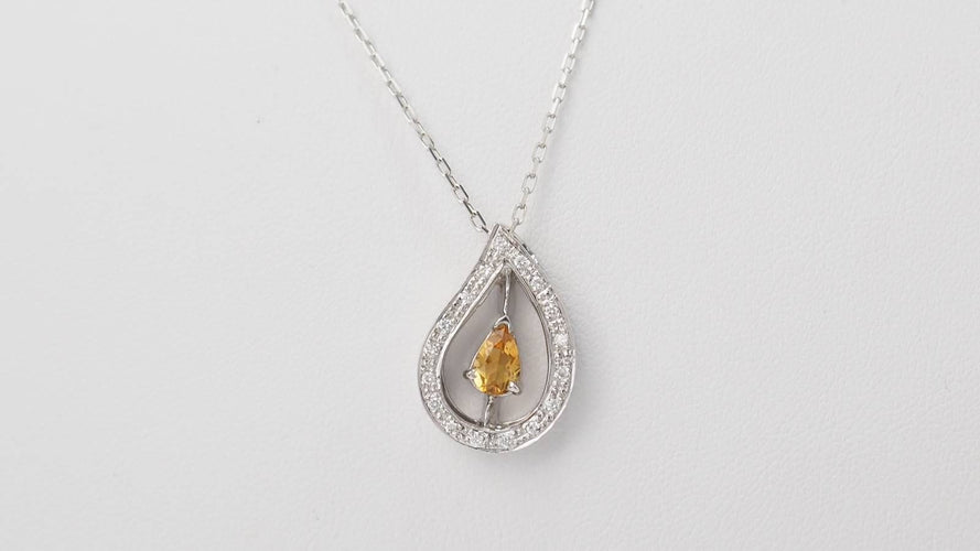 Collier Collier en or blanc, citrine et diamants 58 Facettes 32805