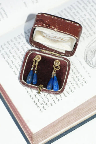 Boucles d'oreilles Boucles d'Oreilles Goutte Lapis Lazuli sur Or Jaune 58 Facettes
