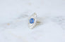 Bague 58 Bague Marquise en Or blanc, Saphir de Ceylan et Diamants 58 Facettes
