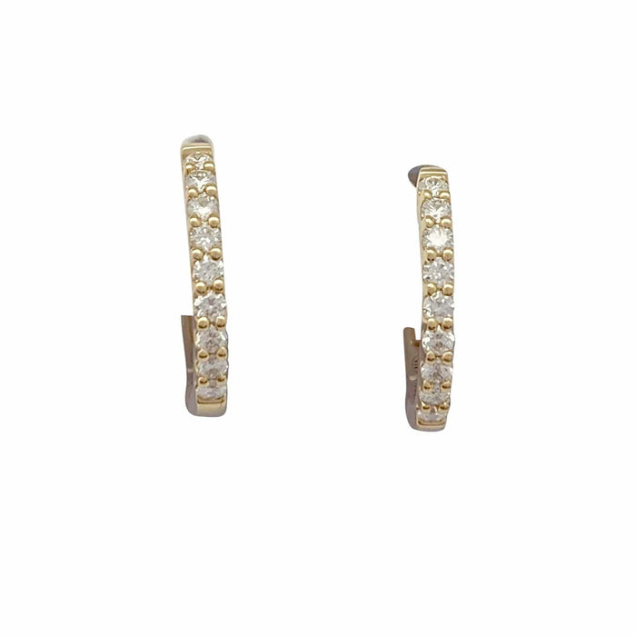 Boucles d'oreilles Paire de petites créoles en or jaune, diamants. 58 Facettes 34285