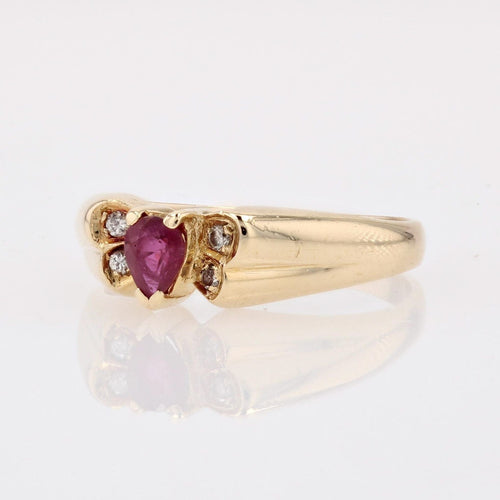 Bague 49 Bague moderne or jaune rubis diamants 58 Facettes 17-024C