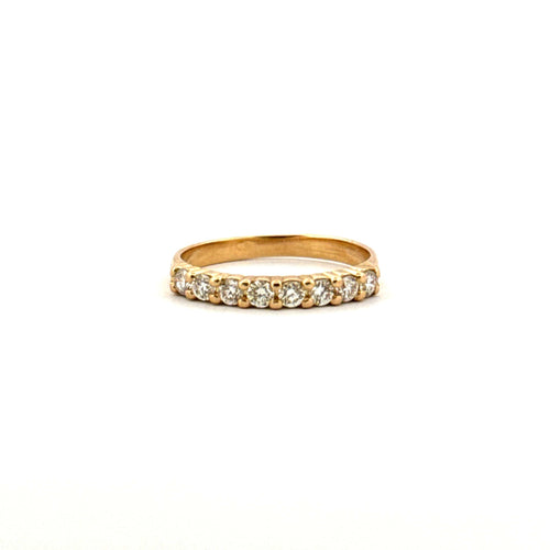 Bague 55 Demi alliance en diamants or jaune 58 Facettes