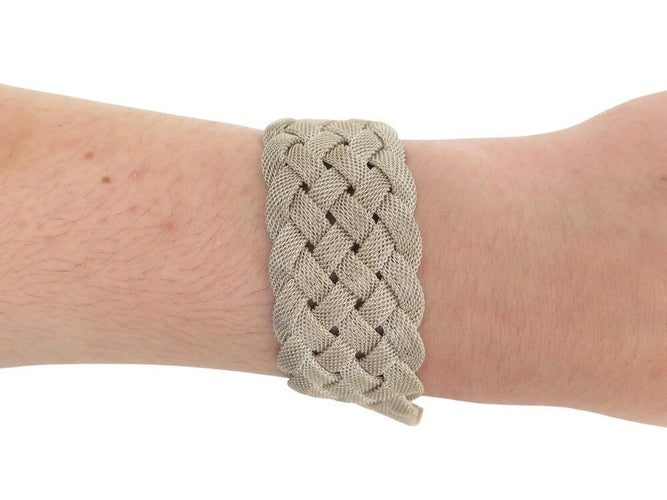 Bracelet bracelet TIFFANY & CO somerset tresse maille en argent 925 t 18 46.5 gr 58 Facettes 267971