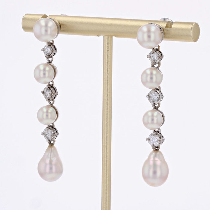 Boucles d'oreilles Pendants d'oreilles perles de culture et diamants 58 Facettes 24-211B