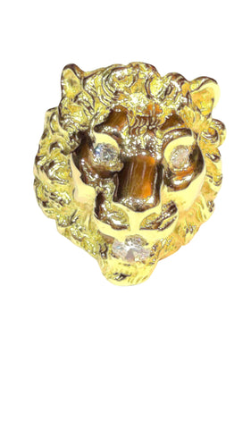 Bague 66 Bague Lion en or jaune 18 carats et diamants 58 Facettes