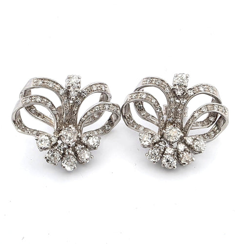 Boucles d'oreilles Boucles d'oreilles en platine avec diamants 58 Facettes