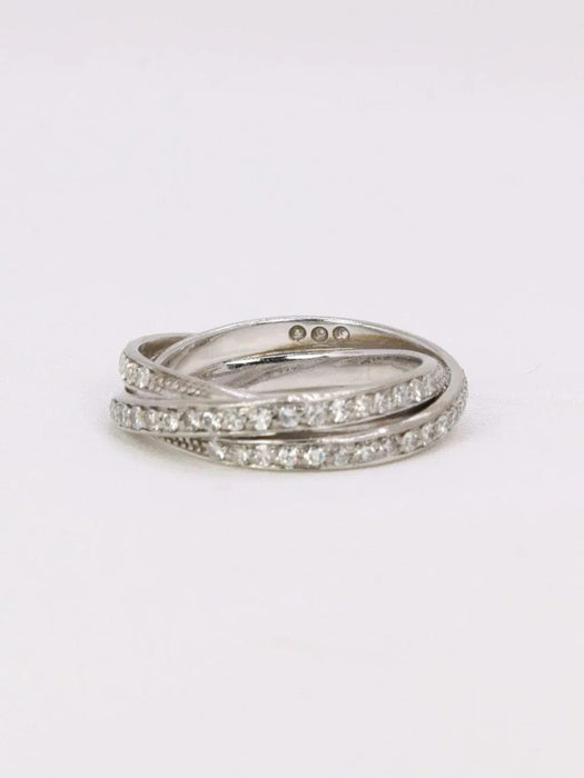 Bague 54 Bague 3 anneaux or blanc diamants 58 Facettes J361