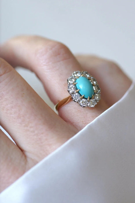 Bague Marguerite turquoise et diamants 58 Facettes