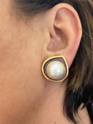 Boucles d'oreilles Boucles d'oreilles en or et nacre noire Marina B 58 Facettes